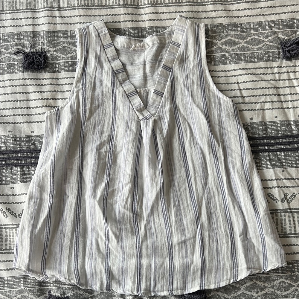 Blu Pepper White and Blue Striped Tank Top